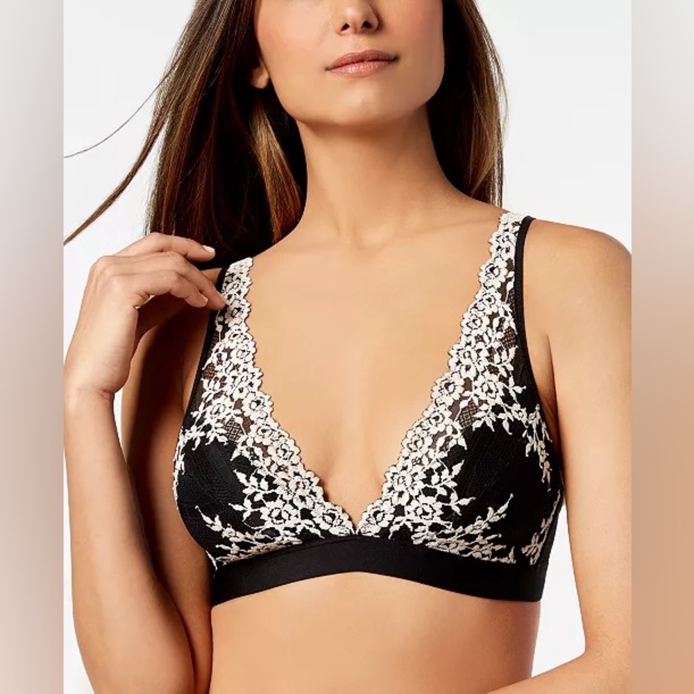 Wacoal Black Bralette with White Floral Lace
